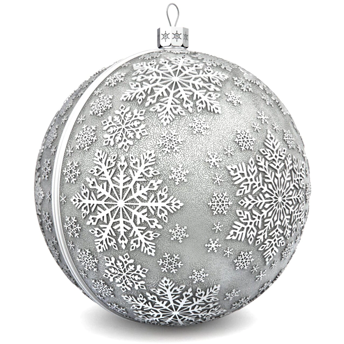 Set of 6 silver Christmas tree balls "New Year patterns"